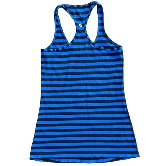 Lululemon Women's Basic Gym Blue Striped Tank - No Size Dot, See Measurements - Picture 3 of 4